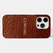 Westerne Bruine Lederen Look Animal Case-Mate iPhone Case (Achterkant (horizontaal))