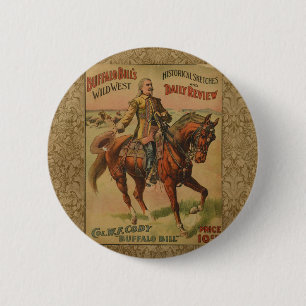 Westerne Buffalo Bill Wild West Ronde Button 5,7 Cm