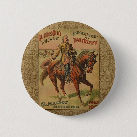 Westerne Buffalo Bill Wild West Ronde Button 5,7 Cm (Voorkant)