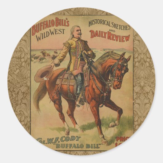 Westerne Buffalo Bill Wild West Ronde Sticker (Voorkant)