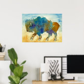Westerne Buffalo Stijlvolle kunstvorm Poster (Thuiskantoor)