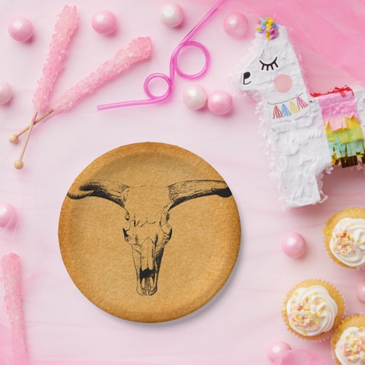 Westerne Bull Horns Papieren Bordje (Feest)