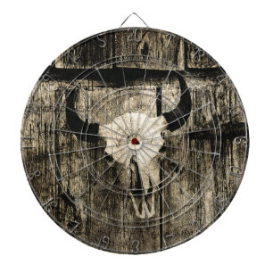 Westerne Bull Skull Barn Wood Sepia  Rustisch Dartbord