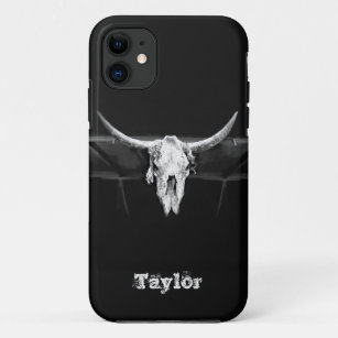 Westerne bull Skull Black en White Old Rustic iPhone 11 Hoesje