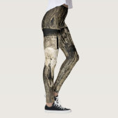 Westerne Bull Skull Bruine Barn Wood Rustig Leggings (Rechts)