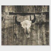 Westerne Bull Skull Rustic Barn Wood Sepia Cadeaupapier (Vlak)