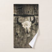Westerne Bull Skull Rustige  bruine schuur hout Bad Handdoek (Handdoek)