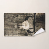 Westerne Bull Skull Rustige  bruine schuur hout Bad Handdoek (Handdoek)