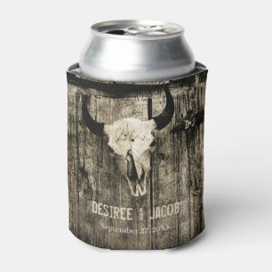 Westerne Bull Skull Sepia Rustic Wedding Blikjeskoeler