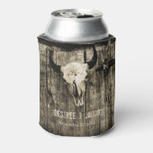 Westerne Bull Skull  Sepia Rustic Wedding Blikjeskoeler (Blikje Achterkant)