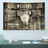 Westerne Bull Skull Sepia Rustic Welkom Spandoek (Beurs)