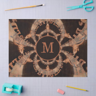 Westerne Bull Skull  Sepia Rustige Monogram Tissuepapier
