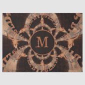 Westerne Bull Skull Sepia Rustige Monogram Tissuepapier (Voorkant)