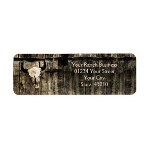 Westerne Bull Skull Vintage Sepia Rustic Etiket