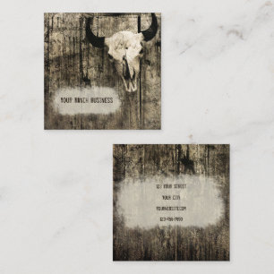 Westerne Bull Skull Vintage Sepia Rustic Vierkante Visitekaartje