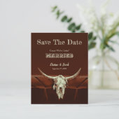 Westerne bull Skull Weddenschap Save the Date (Staand voorkant)