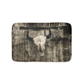 Westerne Bull Skull Wood Barn Sepia  Rustisch Badmat (Voorkant)
