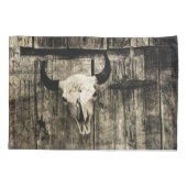 Westerne Bull Skull Wood Barn Sepia  Rustisch Kussensloop (Achterkant-Links)