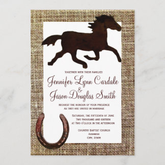 Westerne Burlap Cowboy Horse Hoefijzer Wedding Kaart