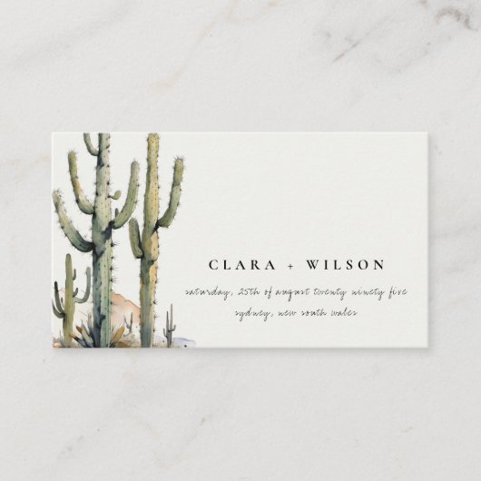 Westerne Cactus Desert Landscape Bruiloft Website Informatiekaartje (Voorkant)