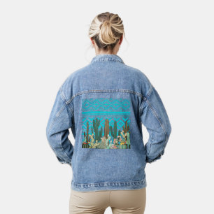 Westerne cactus tuin met tribal motief denim jacket
