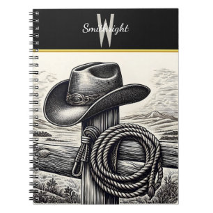 Westerne charme: Cowboy Pet & Touw Rust op Wood F Notitieboek
