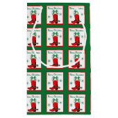 Westerne Christmas Cowboy Boot Gift Bag Klein Cadeauzakje (Achterkant)