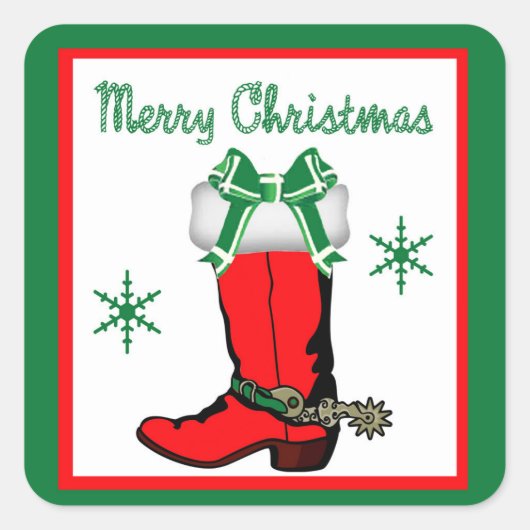 Westerne Christmas Cowboy Boot Stickers (Voorkant)