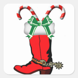 Westerne Christmas Cowboy Boot Stickers