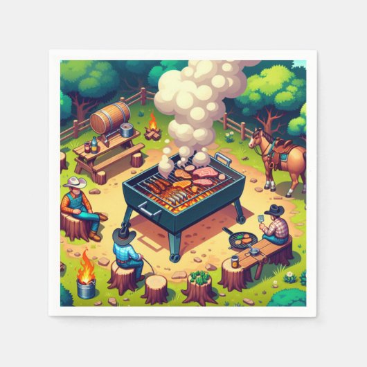 Westerne Cookout Grilling Party Servet (Voorkant)