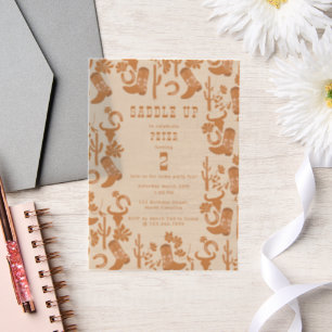 Westerne Country Cowboy Boots Zadelen Verjaardag O Vellum Uitnodigingen