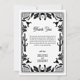 Westerne Country Cowboy Rustic Wedding Bedankkaart