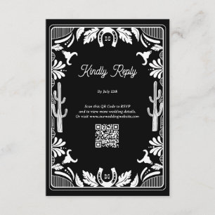 Westerne Country Cowboy Rustic Wedding Informatiekaartje