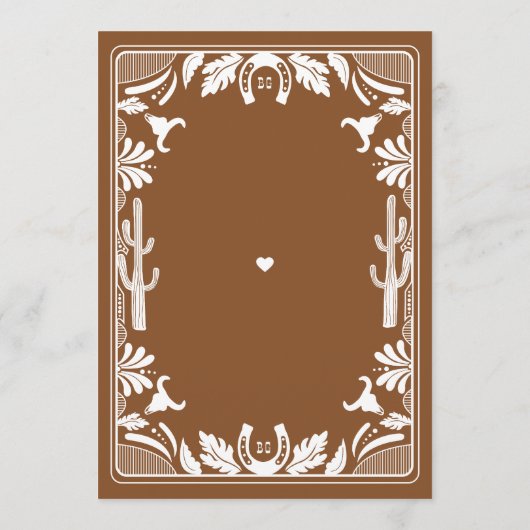 Westerne Country Cowboy Rustic Wedding Menu (Achterkant)