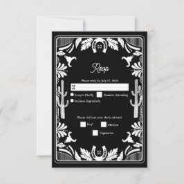 Westerne Country Cowboy Rustic Wedding RSVP Kaartje