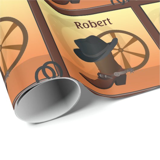 Westerne cowboy aangepaste cadeaubonnen cadeaupapier (Rol Hoek)