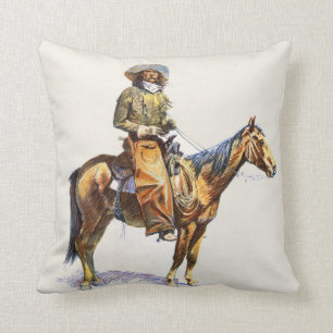 Westerne cowboy bij paarden en muildieren Kussen