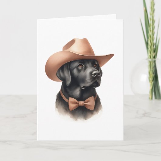 Westerne Cowboy Black Lab Blank Groet Kaart (Voorkant)