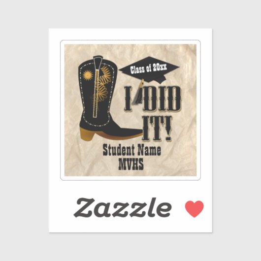 Westerne Cowboy Boot - Afstuderen Sticker (Vel)