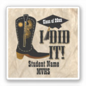 Westerne Cowboy Boot - Afstuderen Sticker (Voorkant)