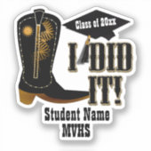 Westerne Cowboy Boot - Afstuderen Sticker (Voorkant)