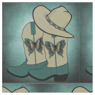 Westerne cowboy Boot and Cowboy Pet Butterfly Stof