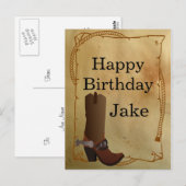 Westerne Cowboy Boot Happy Birthday Briefkaart (Voorkant / Achterkant)