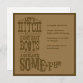 Westerne Cowboy Boot Invitation Kaart (Voorkant / Achterkant)