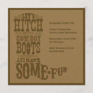 Westerne Cowboy Boot Invitation Kaart