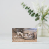 Westerne Cowboy Boot Spurs Business Card Template Visitekaartje (Staand voorkant)