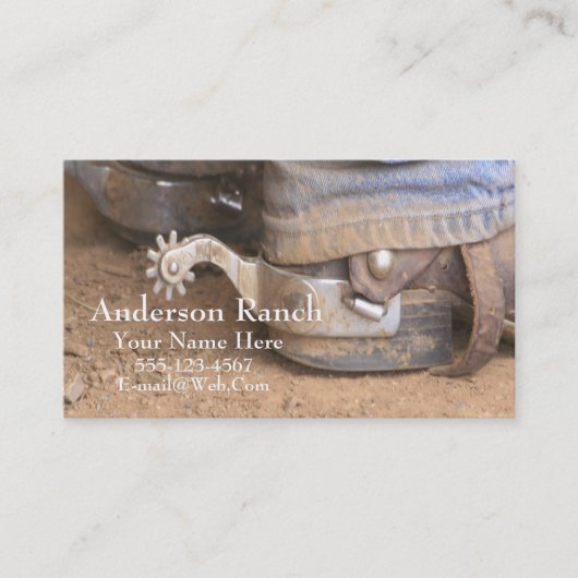 Westerne Cowboy Boot Spurs Business Card Template Visitekaartje (Voorkant)