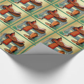 Westerne Cowboy Boots en Saddle Fence and Rope Cadeaupapier (Hoek)