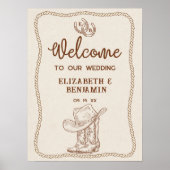Westerne Cowboy Boots Hoefijzer Wedding Welkom Poster (Voorkant)