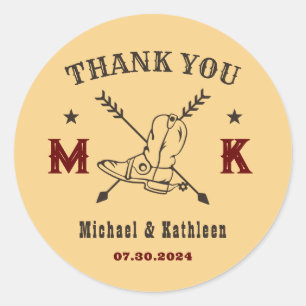 Westerne Cowboy Boots Monogram Land Weddenschap Ronde Sticker